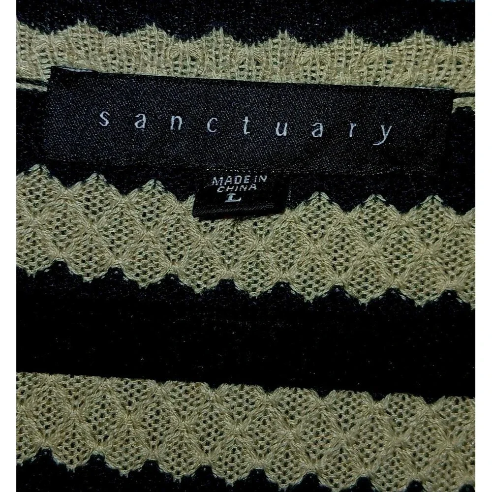 Sanctuary Breton Stripe Sweater L Black Cream Bell Sleeve Parisian Style